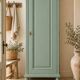Parisian bonnetière, solid pine, Art Deco, renovated, grey-green.