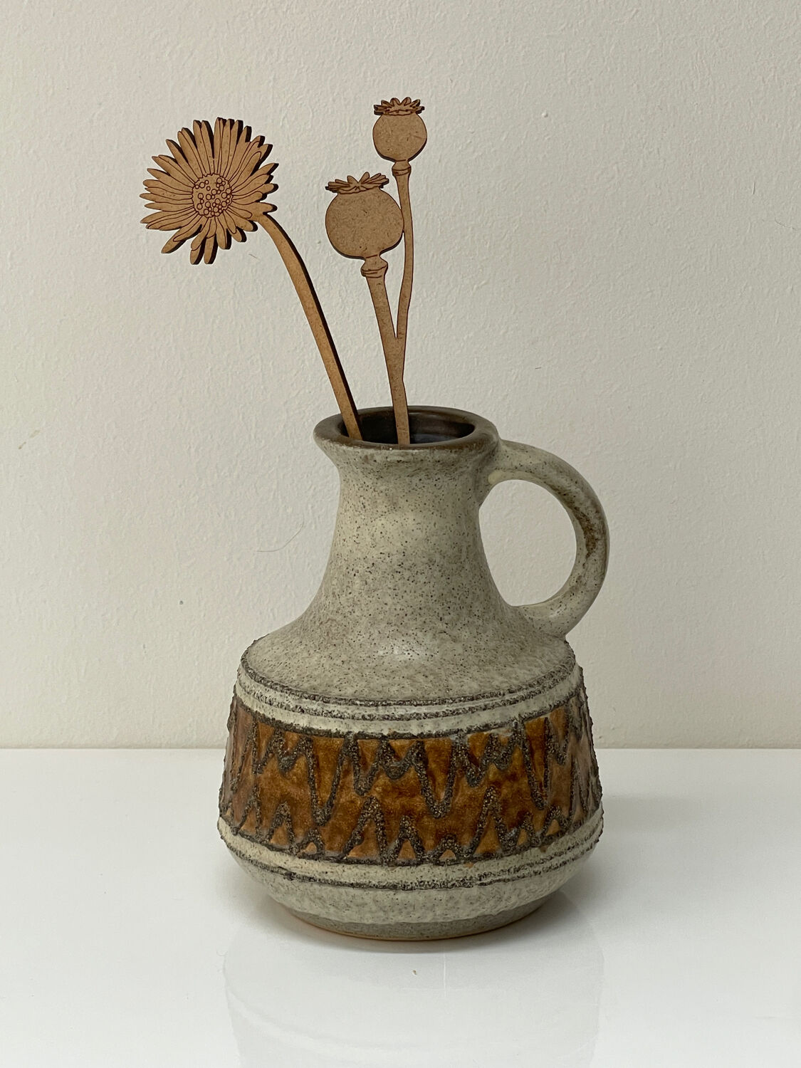 Small brutalist vintage ceramic jug vase from the 70s.
