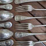 Set of 6 silver plated metal forks and spoons 20g with medallion f