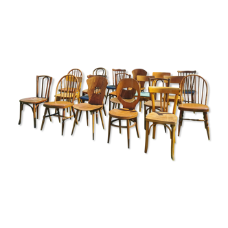 Set of 20 mismatched bistro chairs