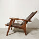Fauteuil reconstruction en chêne et cuir, 1950