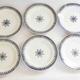 Set of 6 blue ironstone plates