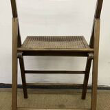 Vintage wooden and cane folding chair