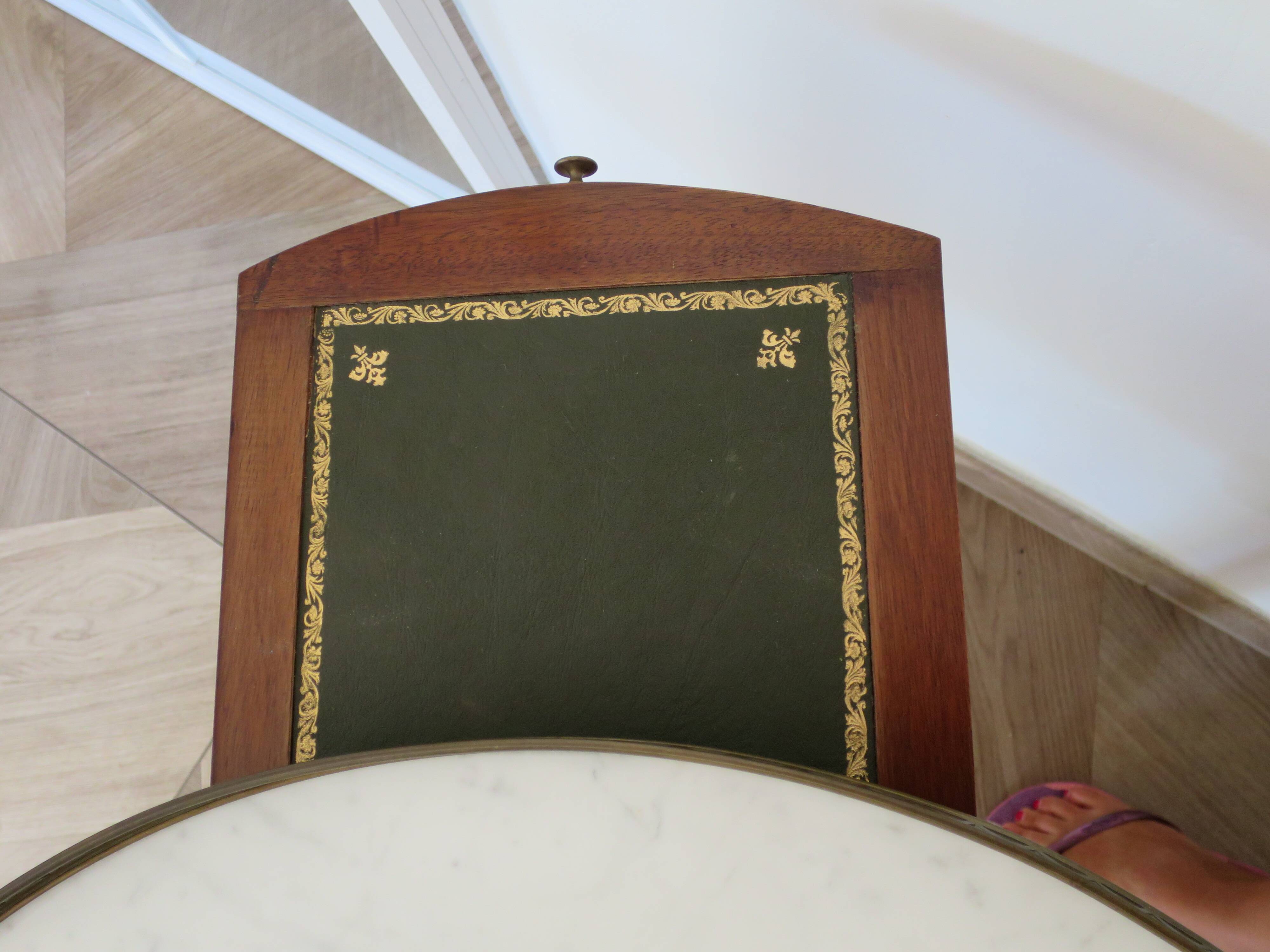 Bouillotte side table - mahogany veneer - white marble - Louis XVI - 1950