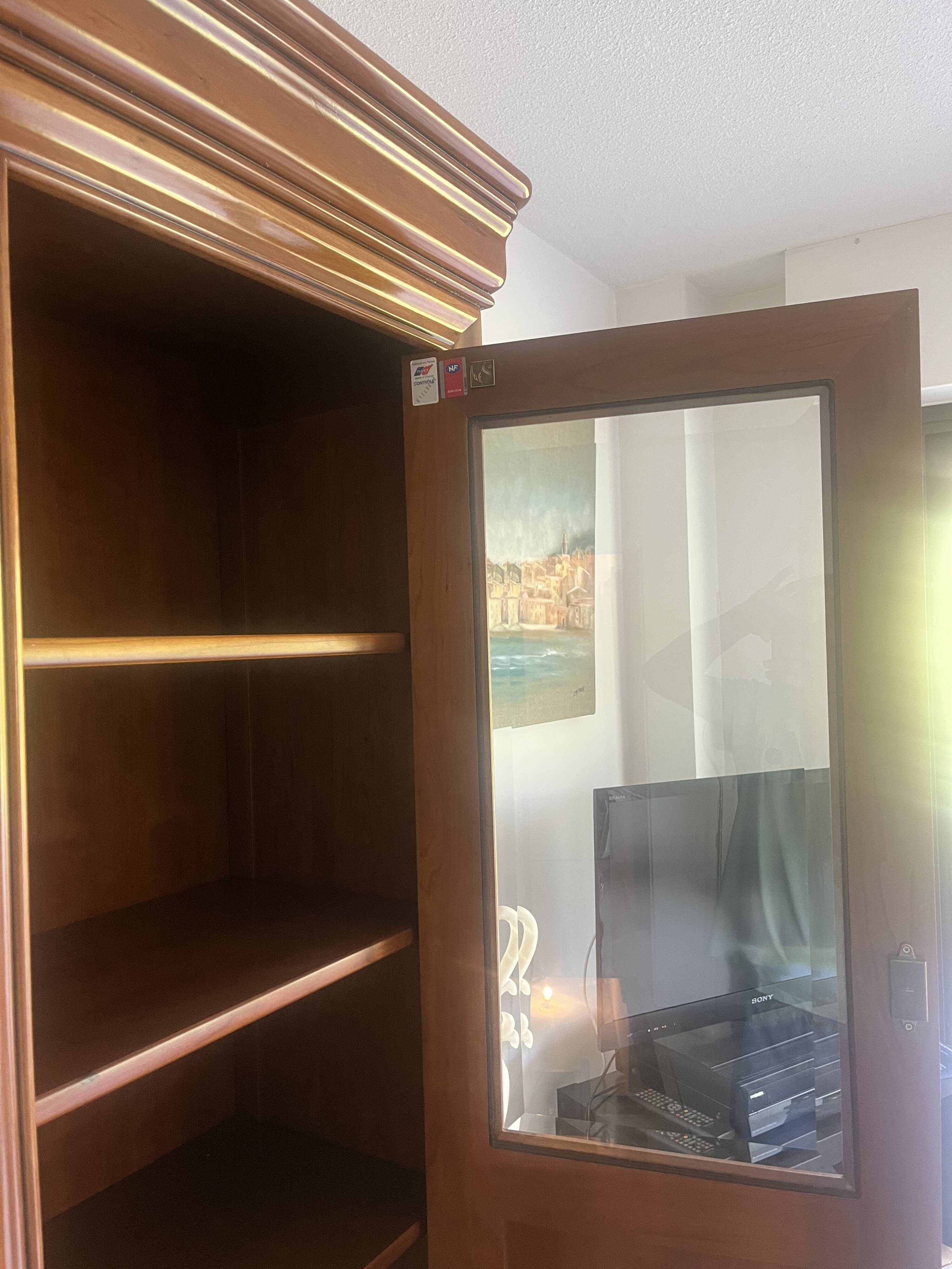 Meuble buffet Bibliotheque Bois massif merisier
