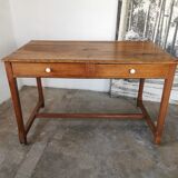 Table in raw oak, countryside.