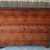 Louis Philippe chest of drawers with marble top and 5 drawers