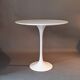 Tulip pedestal table in veined white marble and cast aluminum base, 1970/1980
