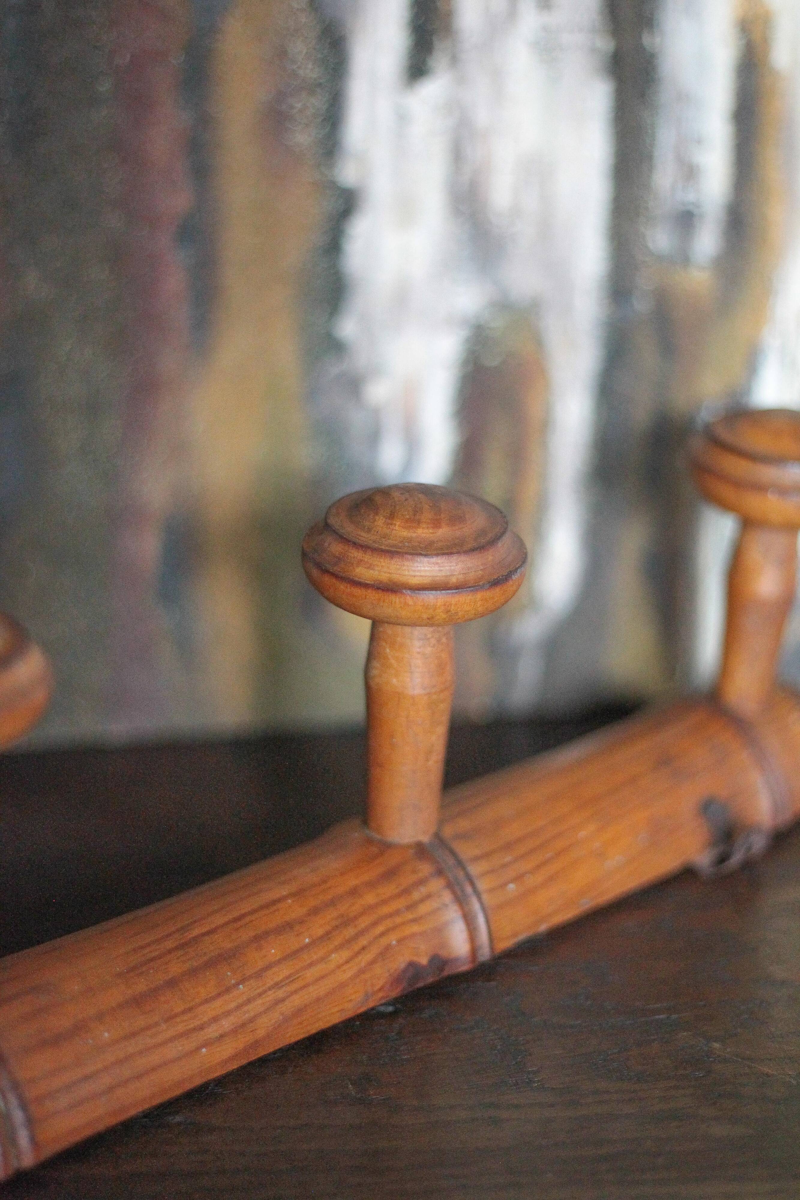 Vintage wall coat rack, wooden coat rack, wooden hooks, hooks.