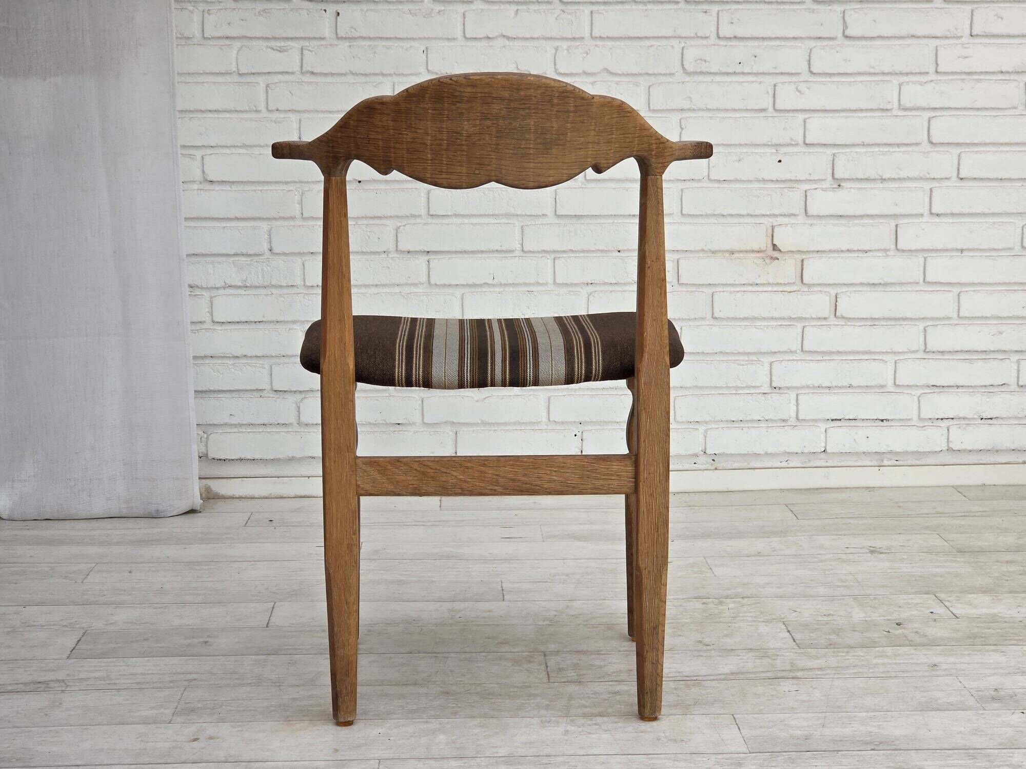 1960s, Danish design by Henning Kjærnulf, et of 4 chairs, wool, oak wood.