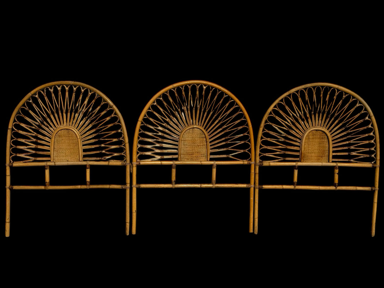 Set of 3 rattan headboards, France 60s