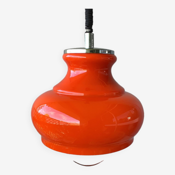 Suspension en opaline orange, hauteur variable, années 1970