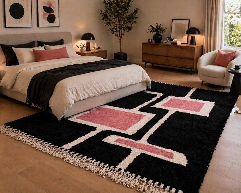 Tapis en laine naturelle tissé main artisanale taille 1,5/2,5 m