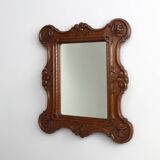 Baroque solid oak carved Wall Mirror, Belgium ca 1900