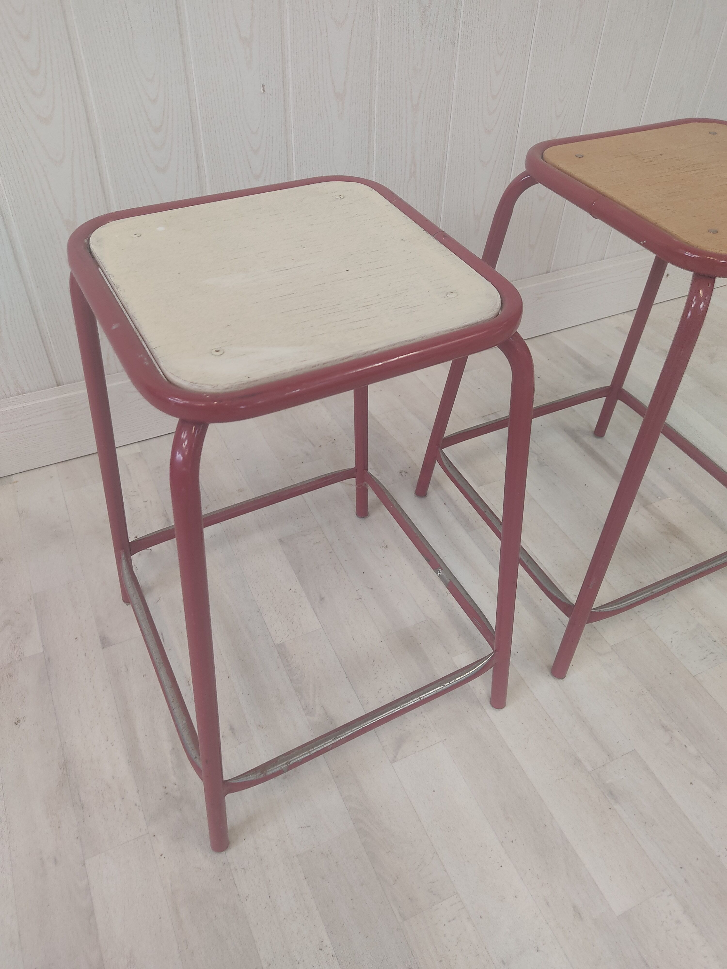 Pair of vintage school stools