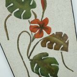 Mid century ceramic and plaster wall tile floral decor leaves and blossoms 1950s wgp