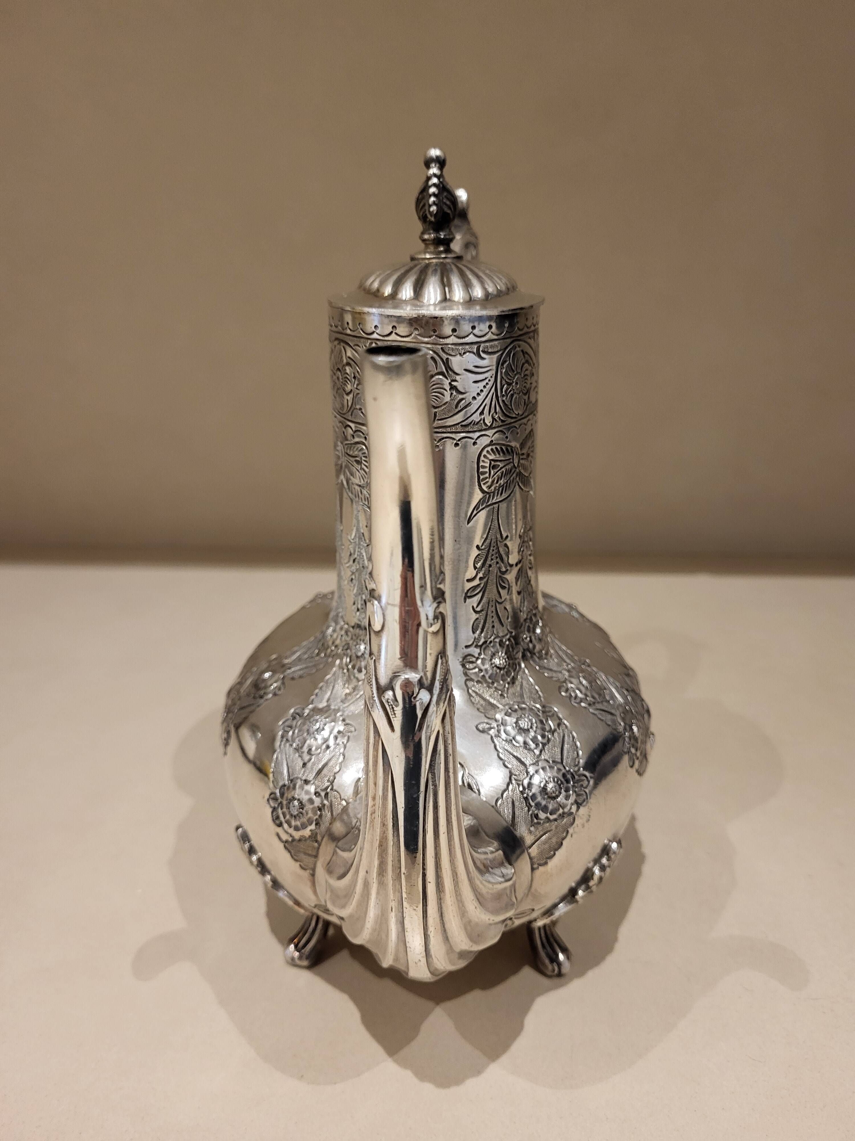 Antique silver-plated coffee pot – 19th century