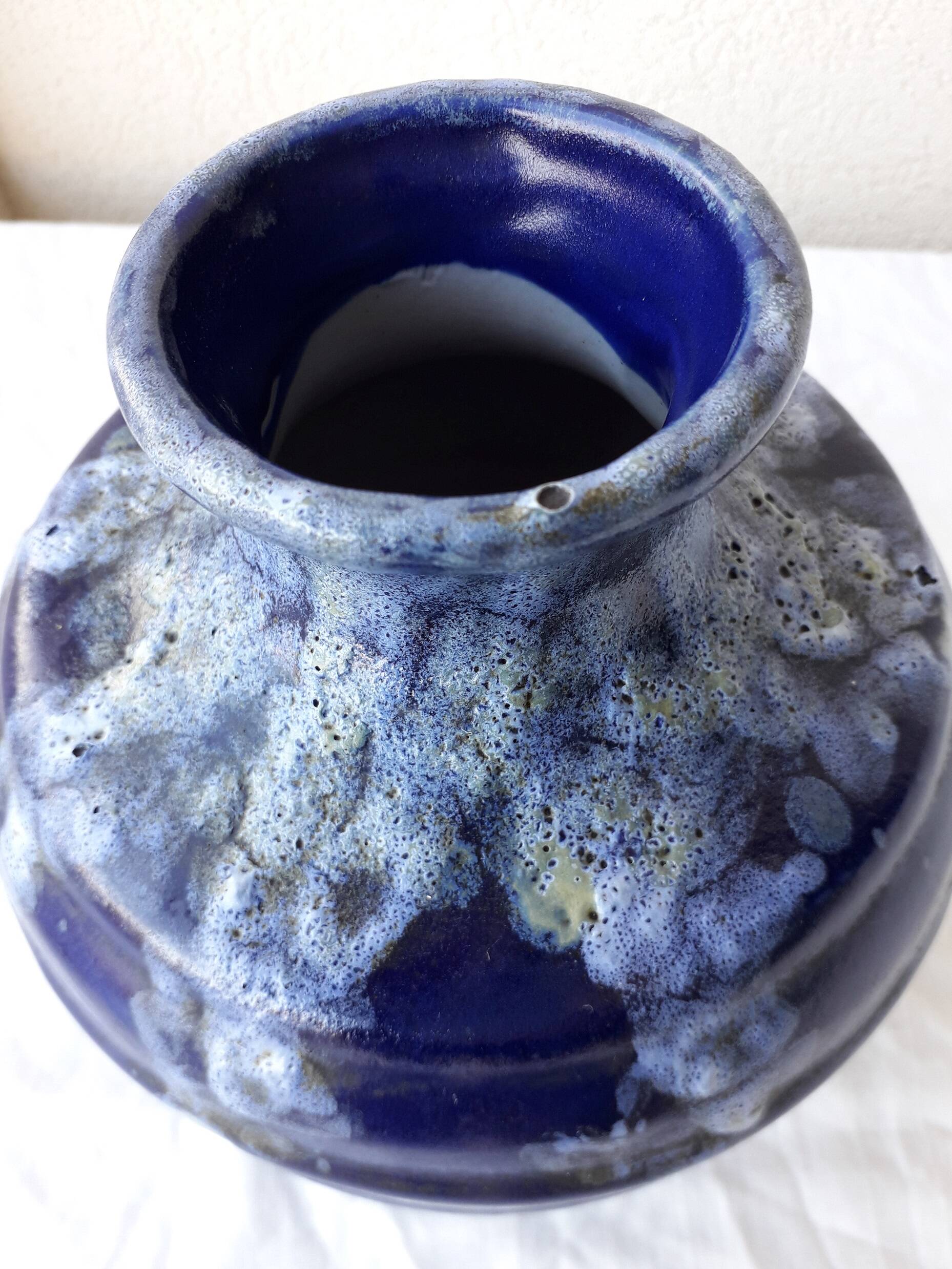 Blue stoneware vase