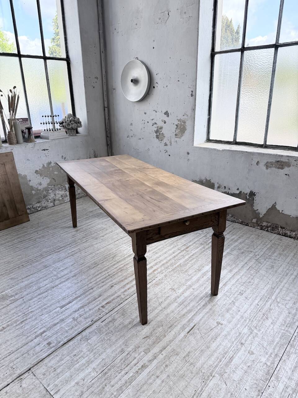Solid oak farmhouse table with extensions (190-280cm) 1950