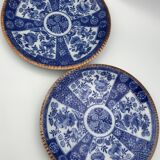 Pair of vintage japanese igezara plates decorated with floral and bird motifs