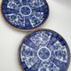 Pair of vintage japanese igezara plates decorated with floral and bird motifs