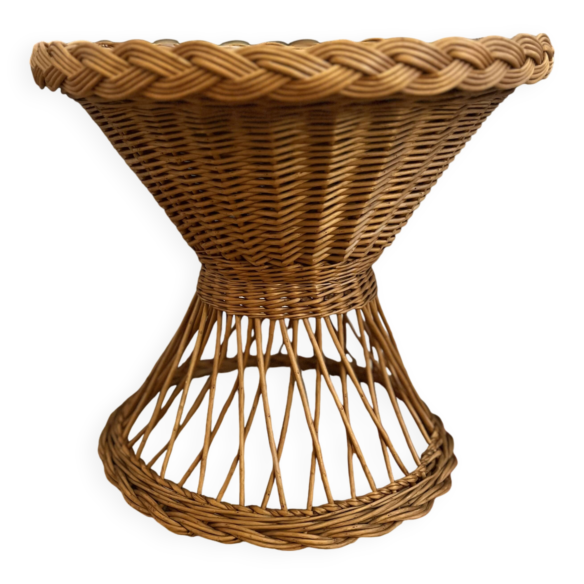 Small vintage rattan pedestal table