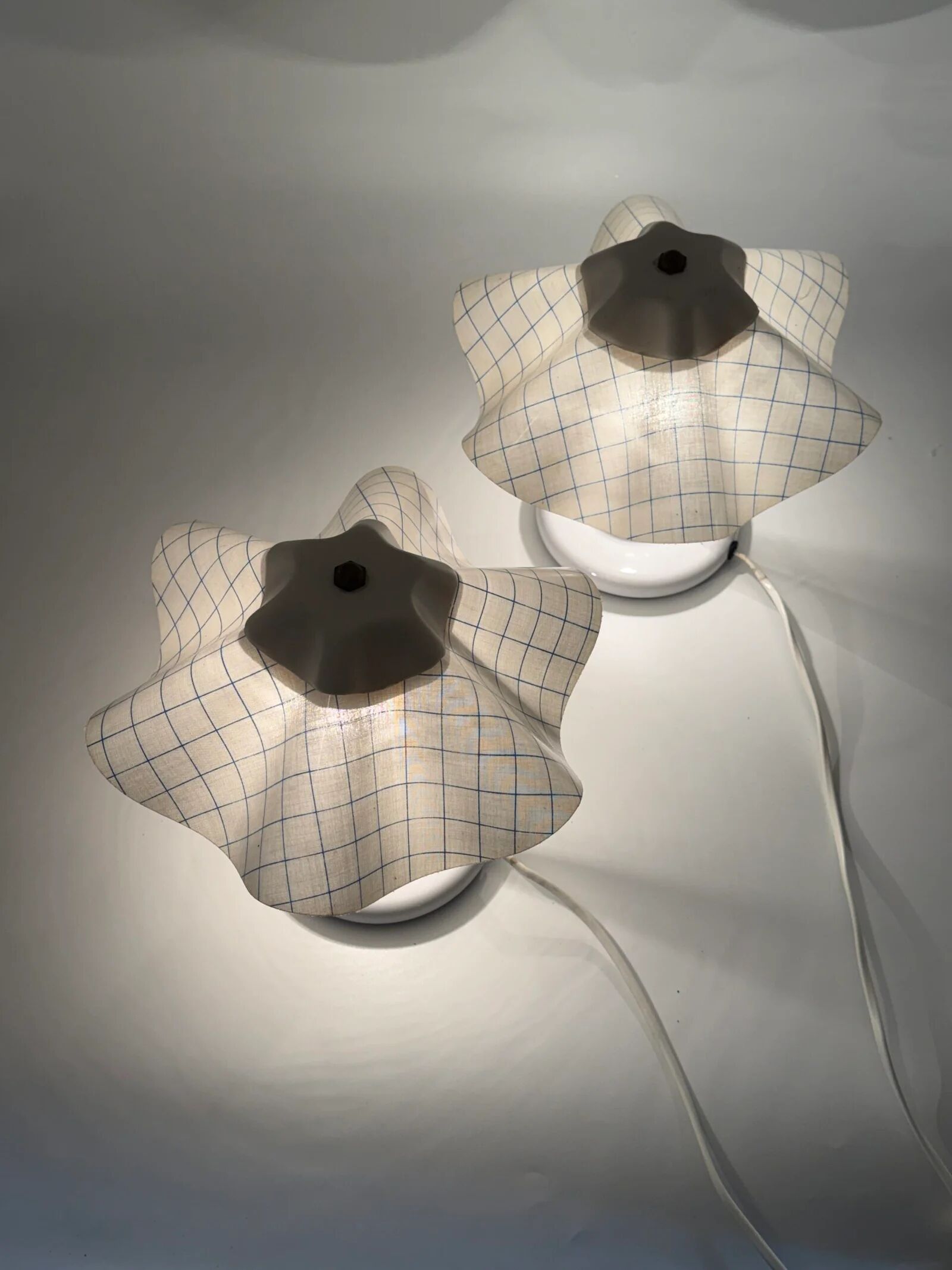 Pair of table lamps with pleated shades – 1980s