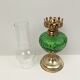 Green and transparent kerosene lamp in glass and metal 33 cm