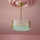 Vintage glass and brass pendant light, vintage chandelier, triangular ceiling lamp, pendant light