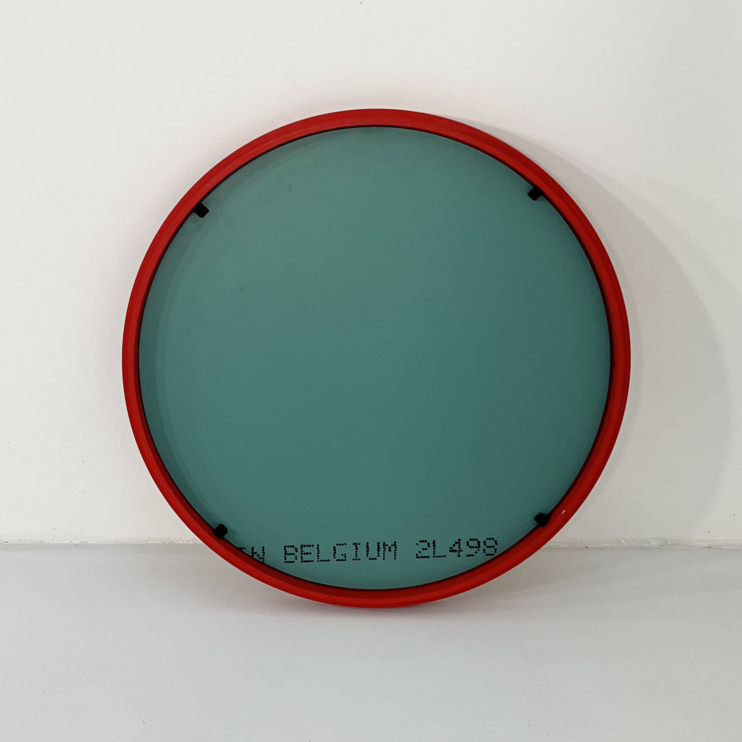 Kartell red round mirror 1980s
