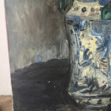 Bouquet of flowers on an entablature, signed