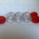 3 jars red and white dish towel pattern