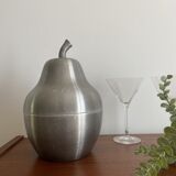 PEAR IN ALUMINUM BRUSH ICE BUCKET MADE IN ITALY AROUND 1970