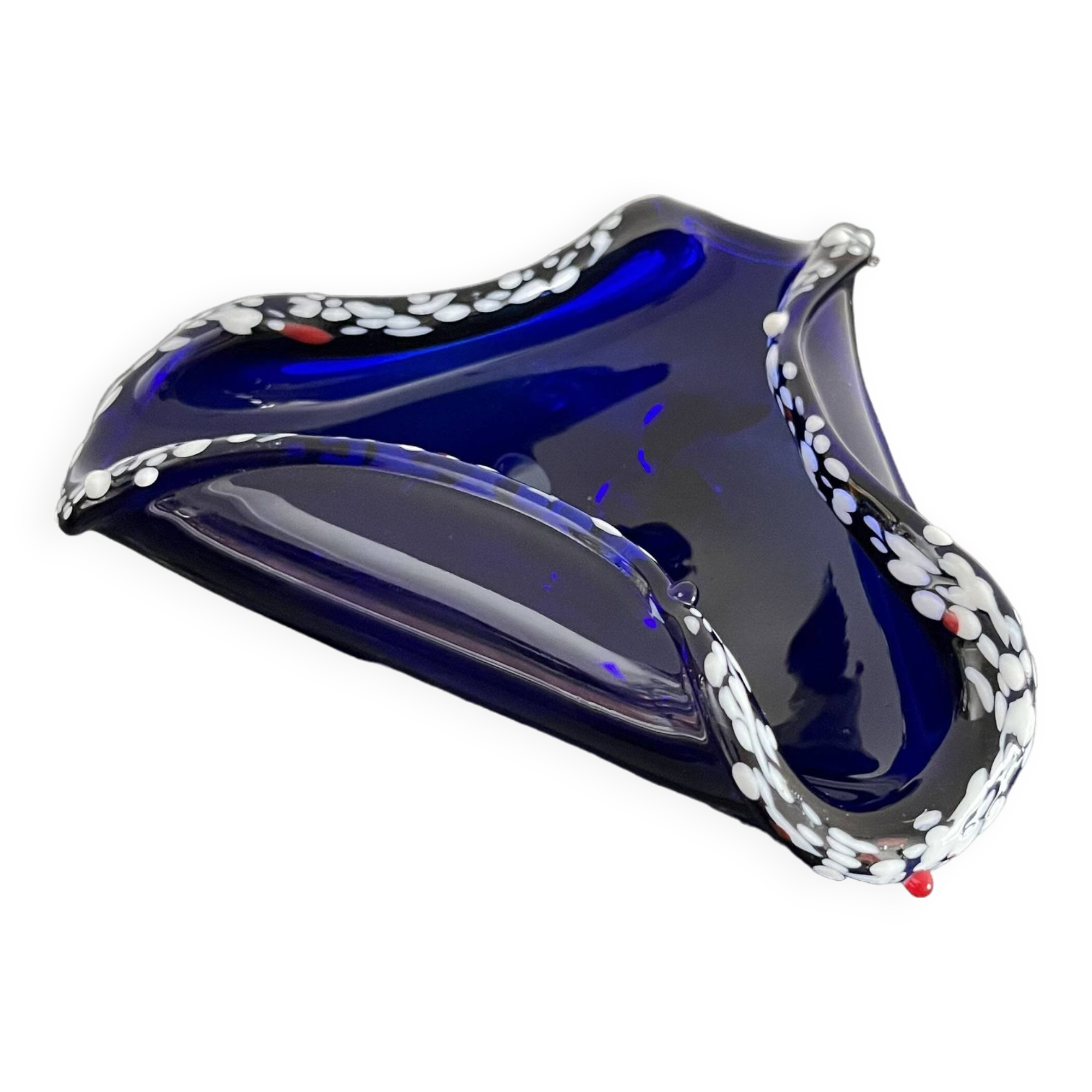 Cendrier italien en verre de Murano bleu des années 70