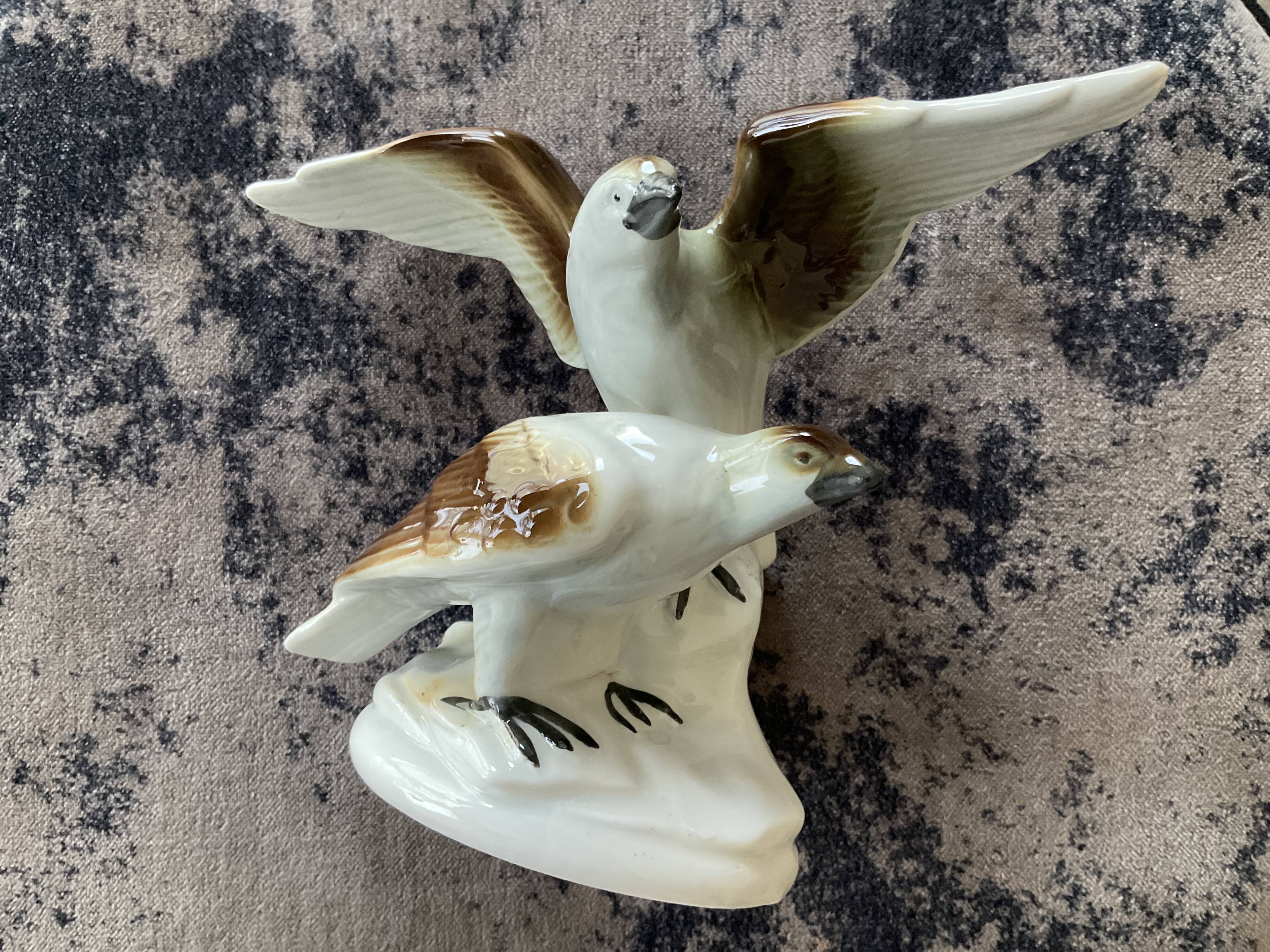 Figurine en porcelaine deux oiseaux