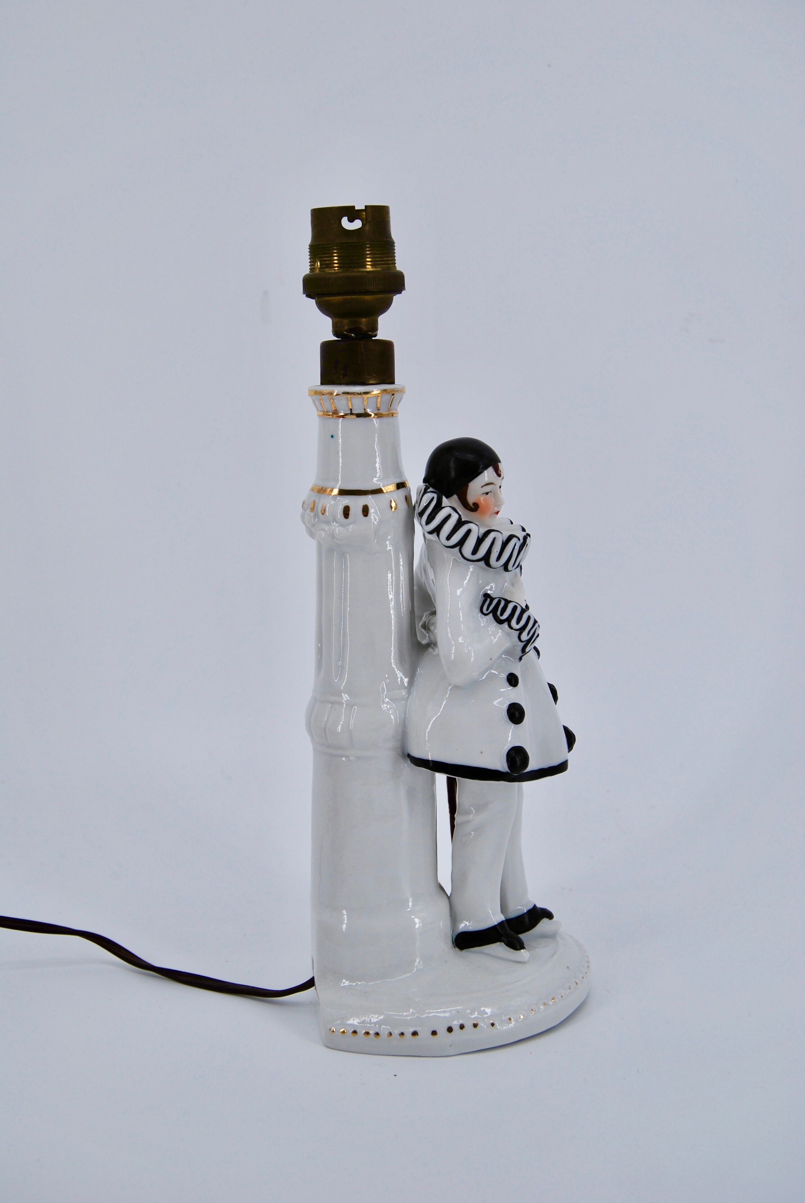 Old art deco ceramic lamp Pierrot 1930/40