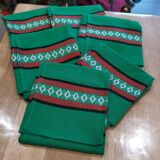 Basque green tablecloth and its 12 napkins