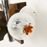 Lustre mazzega Murano 4 boules et teck 1960