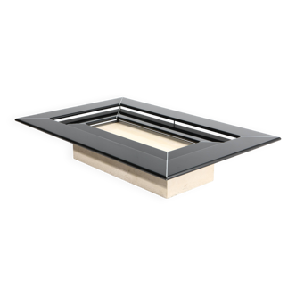 Re Quadro Coffee Table in Travertine and Lacquered Wood by Paolo Piva
