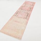 3x10 Turkish Pale Red & Pink Vintage Runner Rug, 83x313Cm