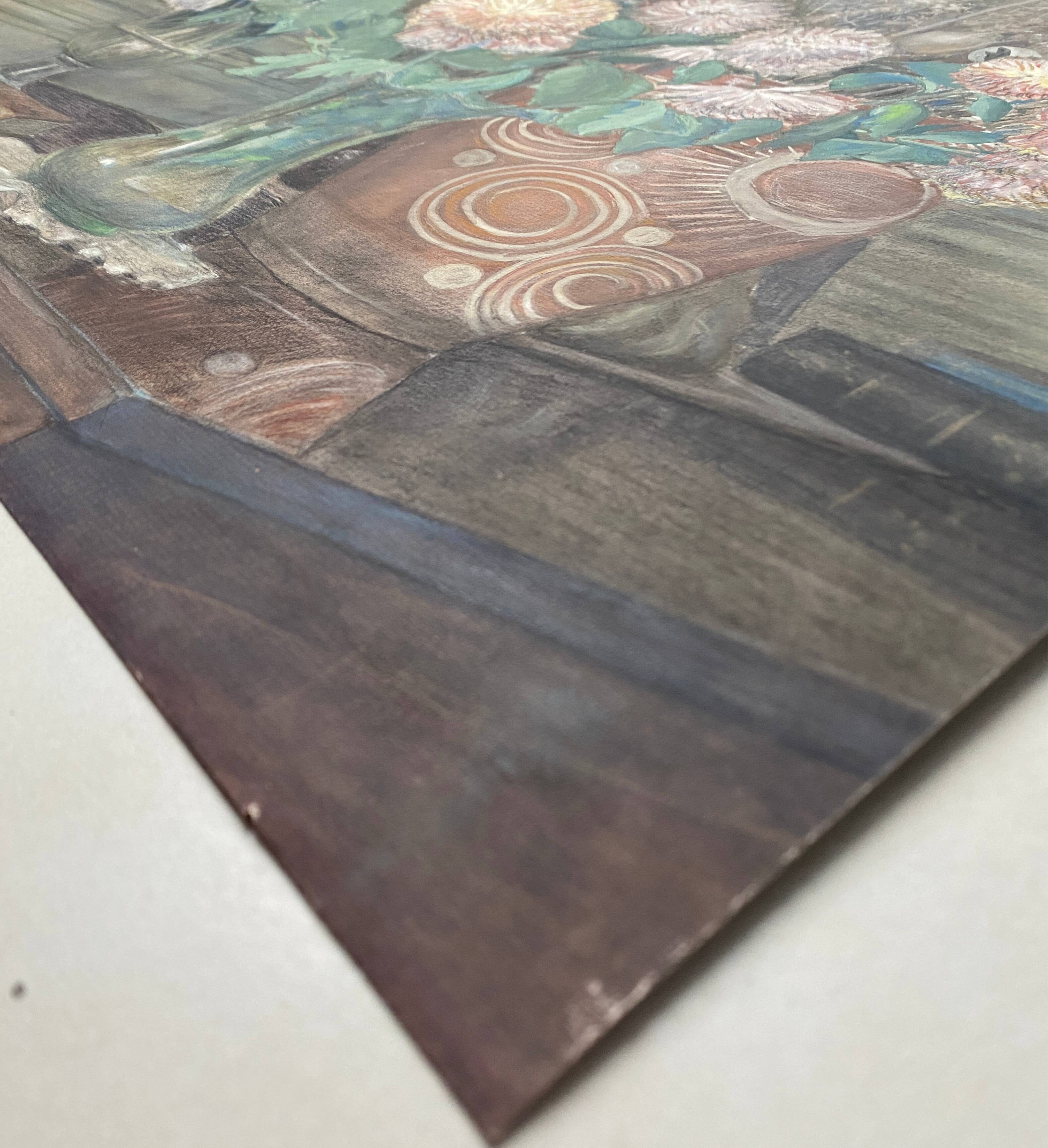 René Karbowsky (1883-?) pastel flower composition on paper