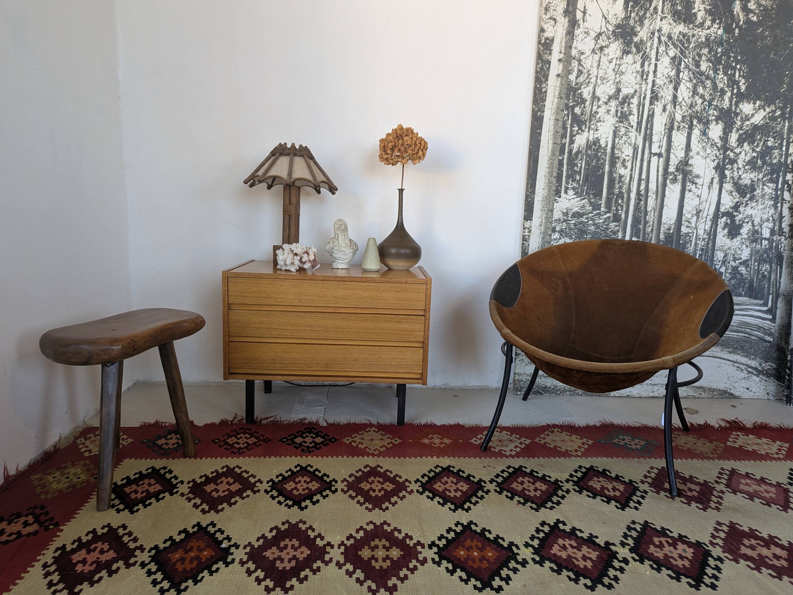 Small chest of drawers, bedside table from the 60s, rosewood.