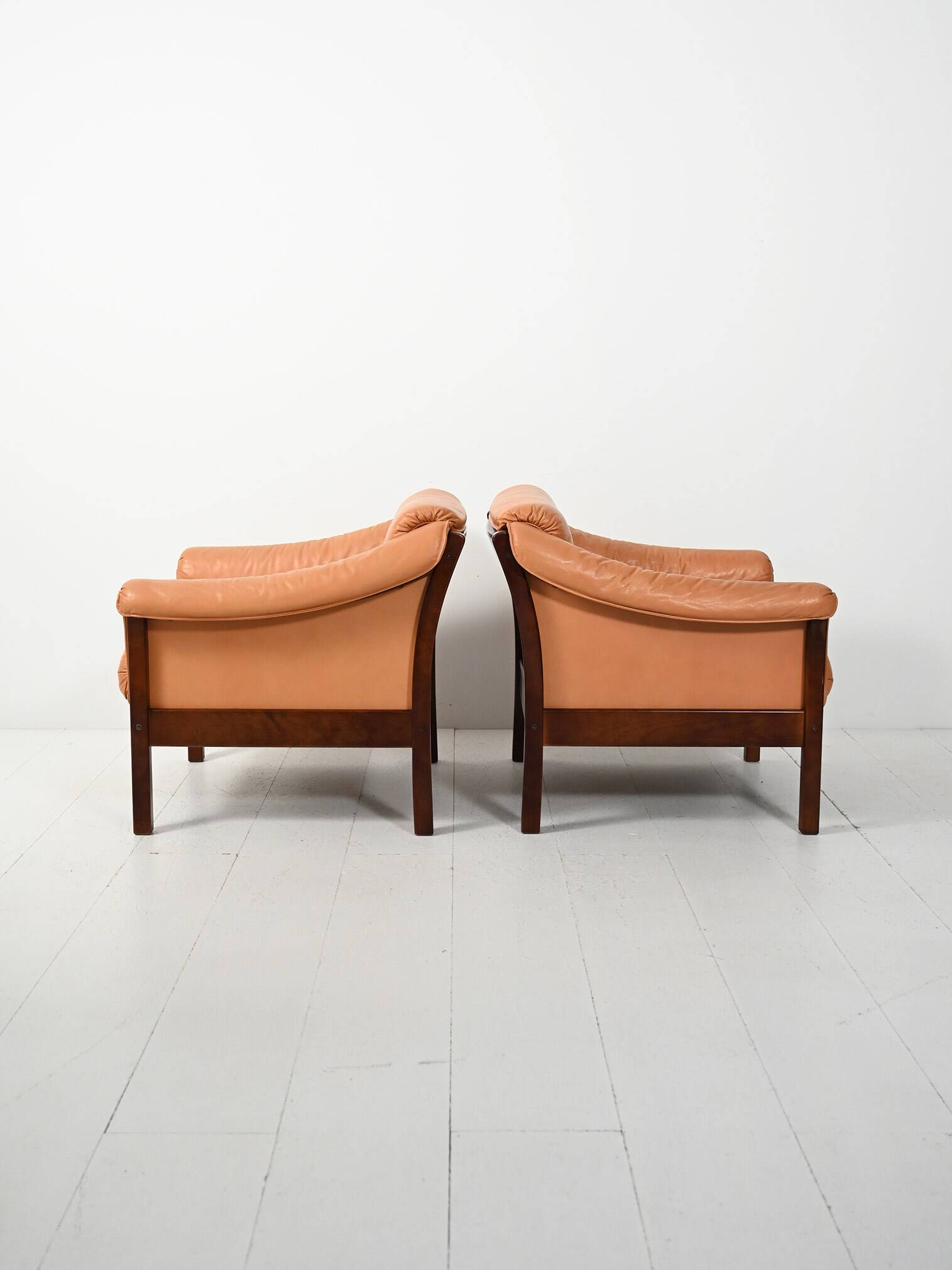 Pair of 1950s Scandinavian leather armchairs