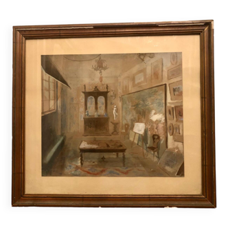 Art Deco period watercolor painting
