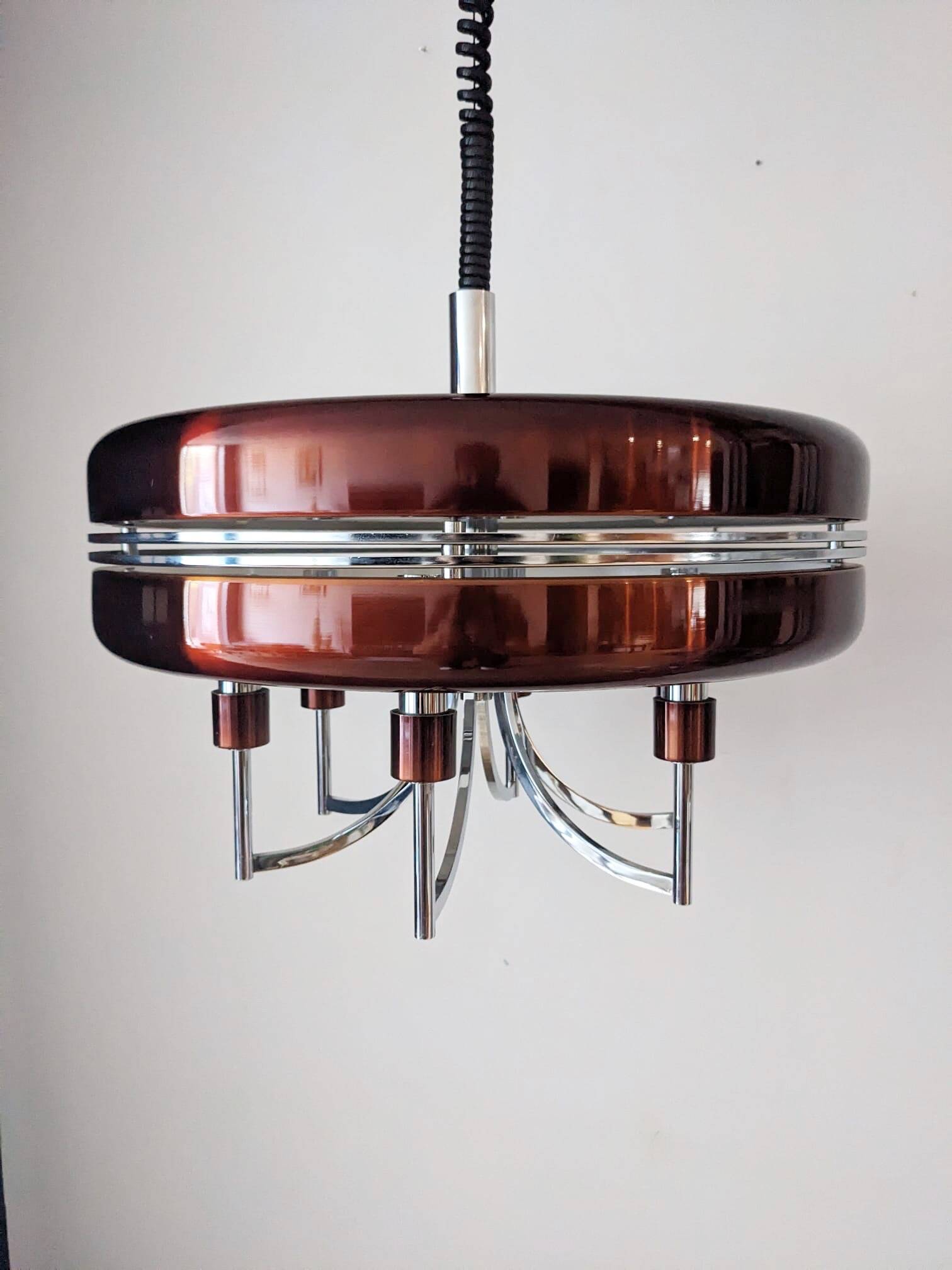 A modernist UFO pendant light from the 70s