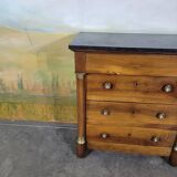 Small Empire-style chest of drawers in solid walnut