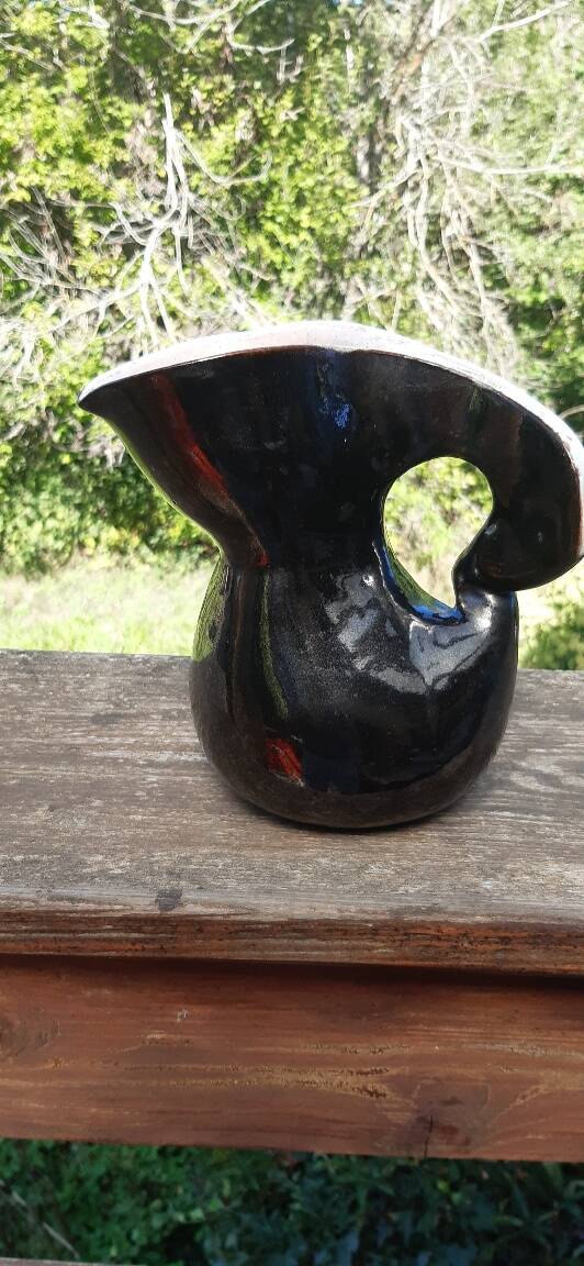 Enamelled terracotta pitcher, France, 1950s