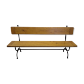 Oak and wrought iron bench