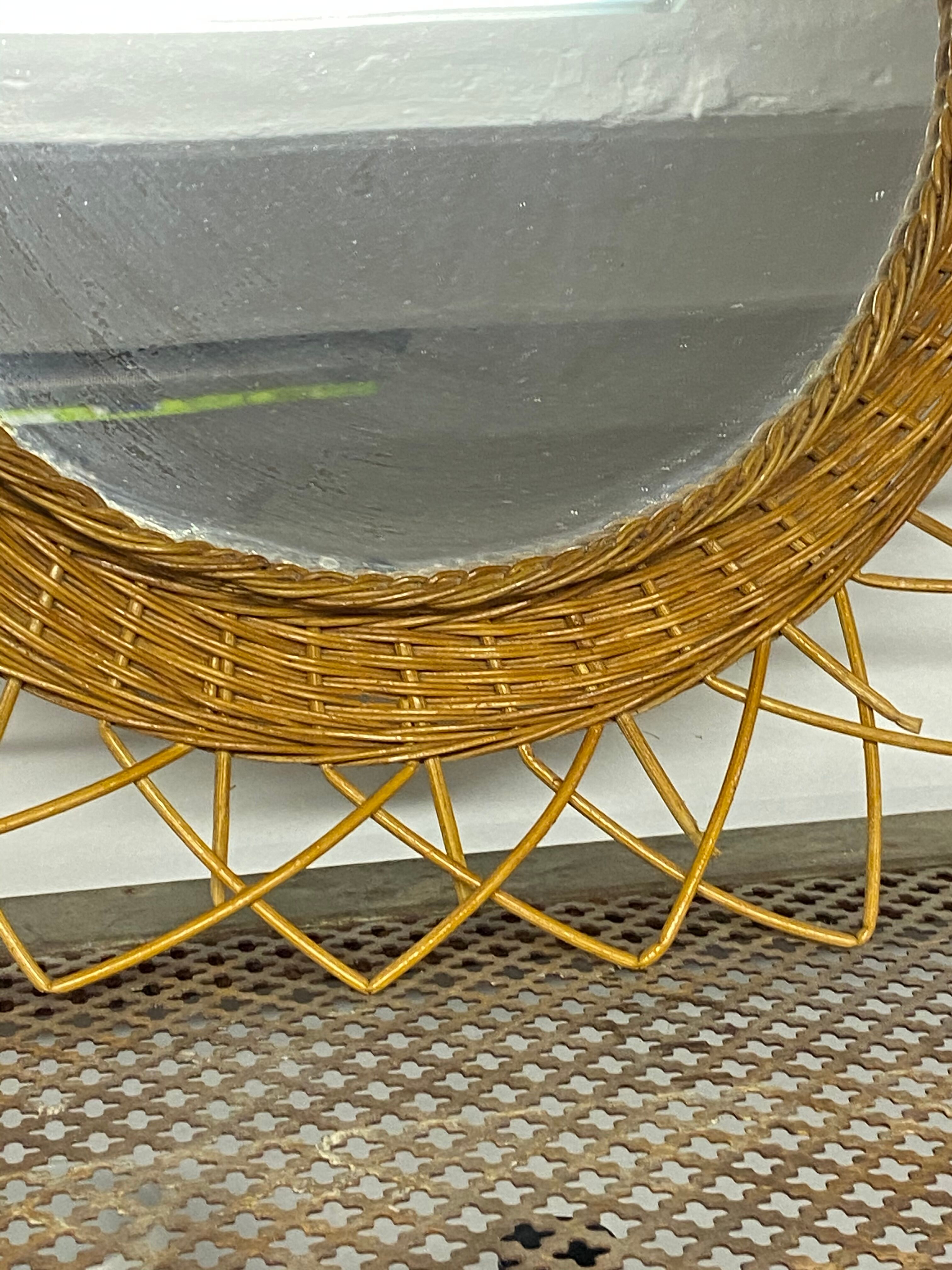 Rattan sun mirror