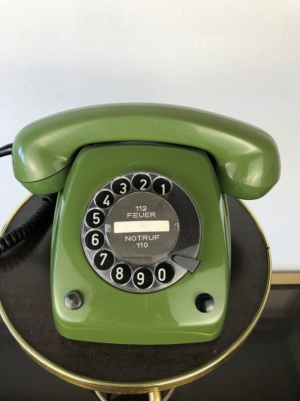 Green phone with vintage dial from the 70s